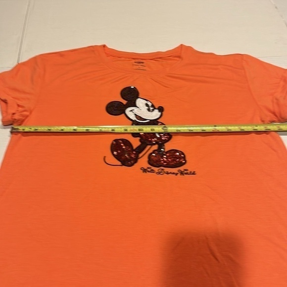 Walt Disney World orange large shirt blouse beaded with Mickey Mouse pattern - Picture 2 of 10